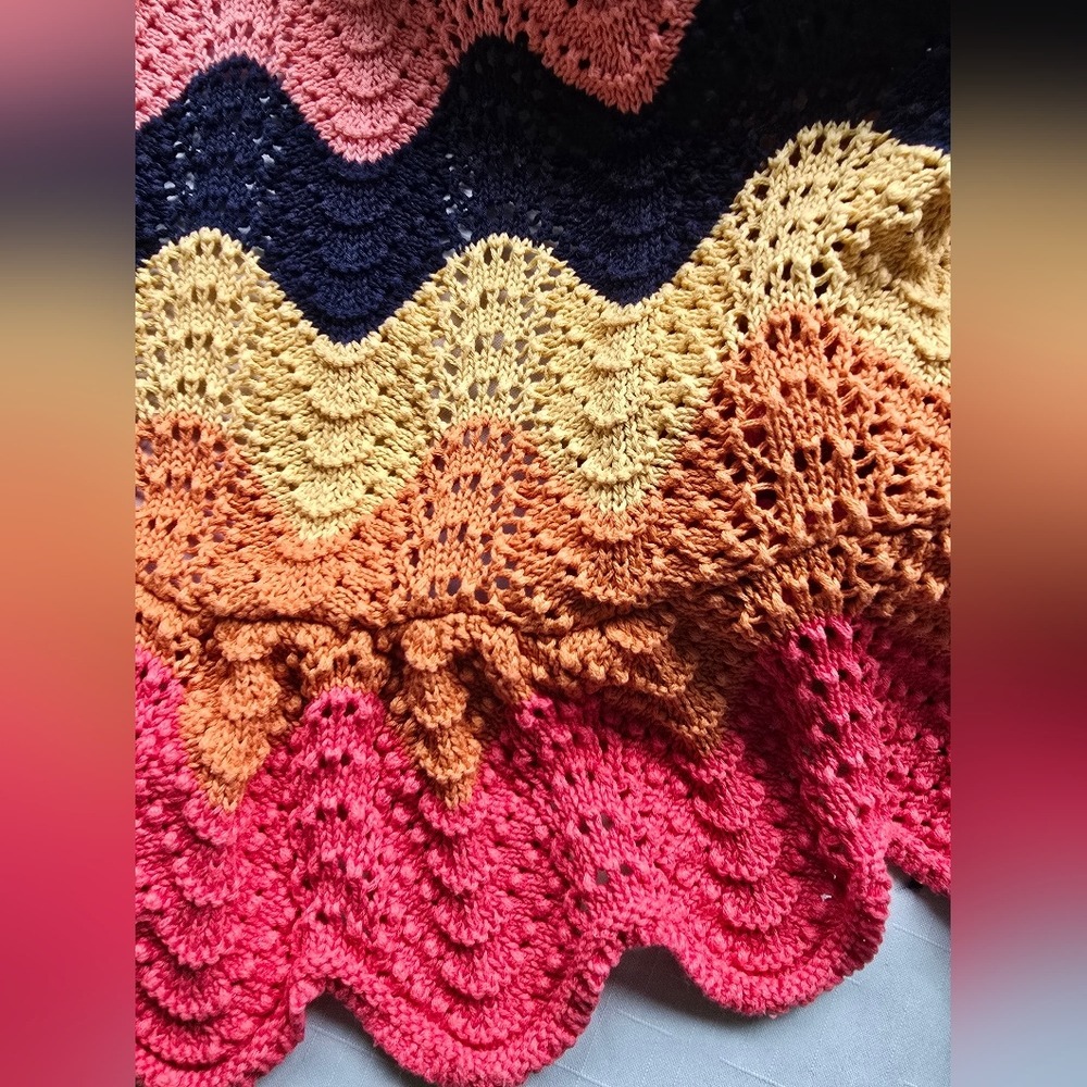 Multicolor Chevron Summer Cardigan CottageCore Boho Romantic Summer - Picture 6 of 7